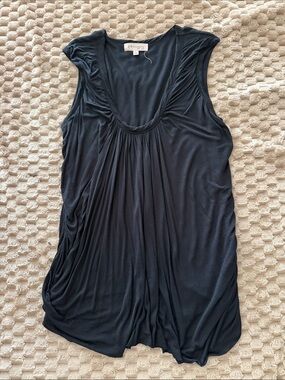Philosophy Black Sleeveless Ruched Scoop Neck Tank